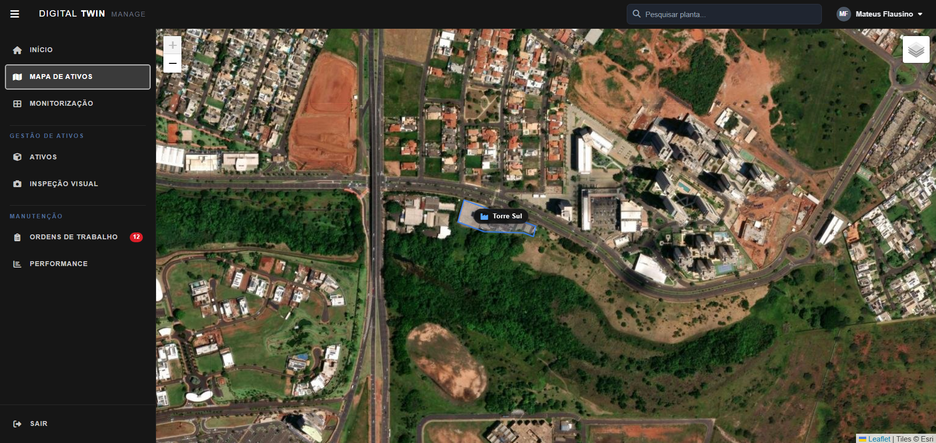 Tela 3 do aplicativo com mapa de ativos